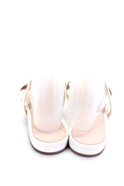 J Crew Womens Patent Leather Open Toe Cutout Sandals White Size 10