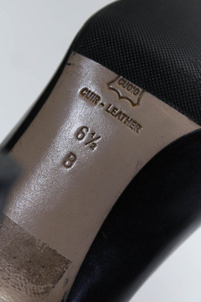 Gunmetal Womens Leather Pointed Toe Zipper Trim Stiletto Pumps Black Size 6.5US