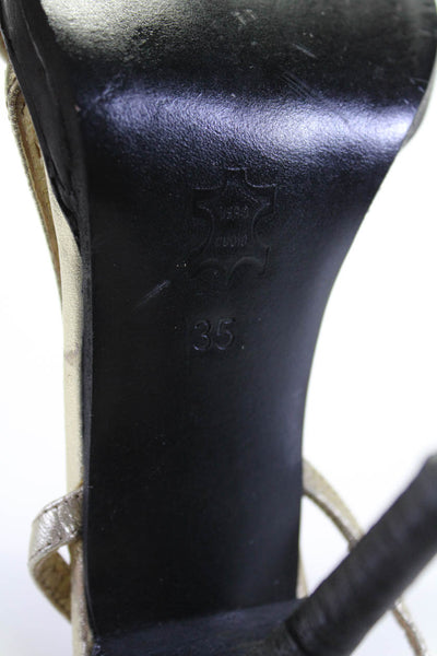 Mila Schon Womens Open Toe Strappy Striped Stiletto Heels Black Size EUR35