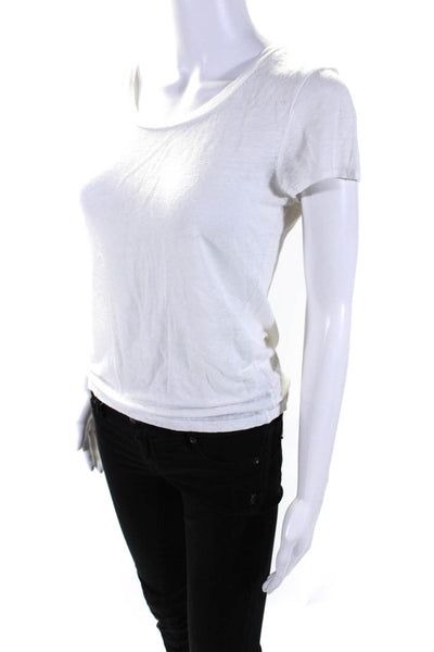 Calypso Saint Barth Womens Short Sleeved Round Neck Linen T Shirt White Size S