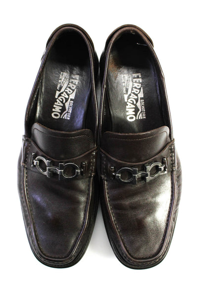 Salvatore Ferragamo Womens Suede Square Toe Slip On Loafers Brown Size 8