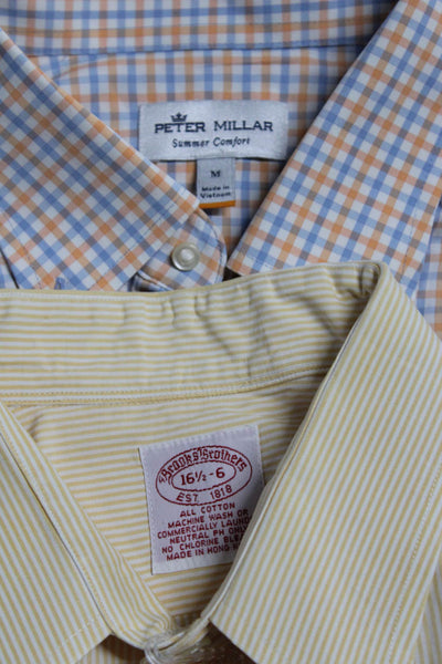 Peter Millar Brooks Brothers Mens Dress Shirt Blue Orange Size 16.5 Medium Lot 2