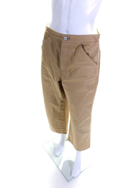 Sibel Saral Womens Khaki Cotton High Rise Fly Button Straight Leg Pants Size S