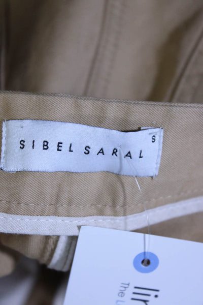 Sibel Saral Womens Khaki Cotton High Rise Fly Button Straight Leg Pants Size S
