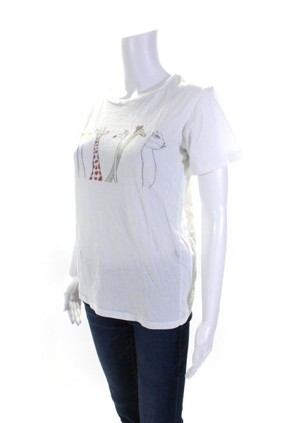 U.P. Unfortunate Portrait Womens Long Neck Animal Tee Shirt White Cotton Medium