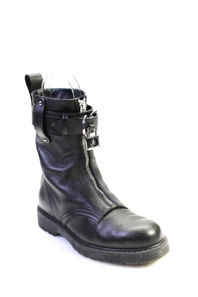 JW Anderson Womens Black Leather Padlock Detail Punk Ankle Boots Shoes Size 7