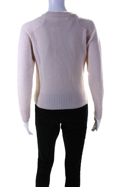 Entireworld Womens Wool Round Neck Long Sleeve Pullover Sweater Pink Size S