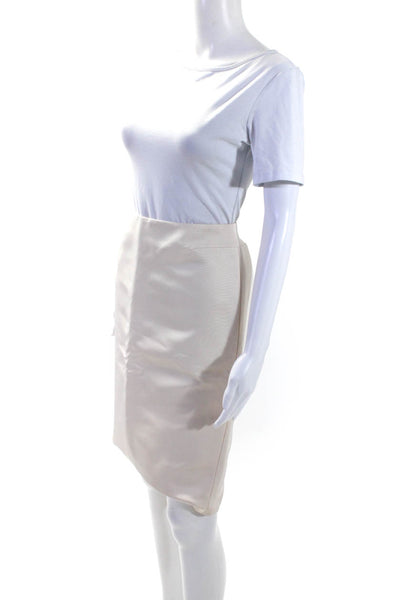 Gucci Womens Cream Silk Knee Length Lined Pencil Skirt Size 40