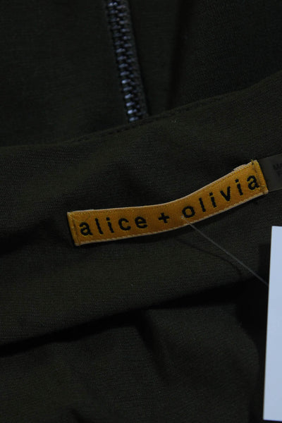 Alice + Olivia Womens Faux Leather Ponte Mini Tank Sheath Dress Olive Size 2
