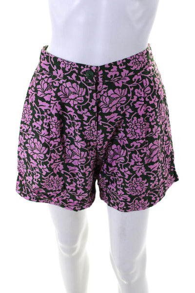 Calypso Saint Barth Womens Floral Print Shorts Green Pink Cotton Size Small