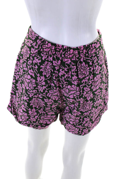 Calypso Saint Barth Womens Floral Print Shorts Green Pink Cotton Size Small