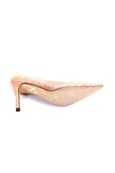 Cavallini Womens Snakeskin Print Pointed Toe Pumps Beige Pink Size 7.5 B