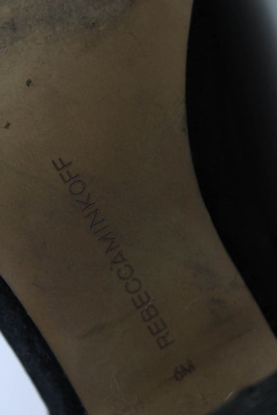 Rebecca Minkoff Womens Side Zip Studded Grommet Booties Black Suede Size 6M