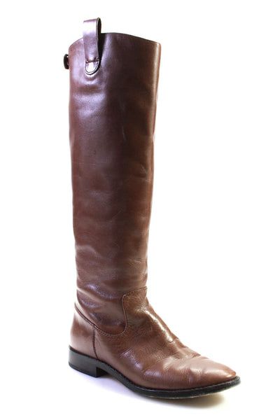KORS Michael Kors Womens Back Zip Knee High Boots Brown Leather Size 6.5M