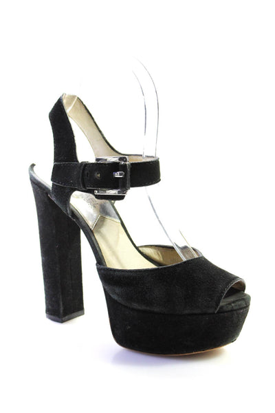 Michael Michael Kors Womens Block Heel Platform Ankle Strap Sandals Black Size 6