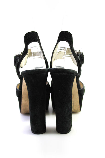 Michael Michael Kors Womens Block Heel Platform Ankle Strap Sandals Black Size 6