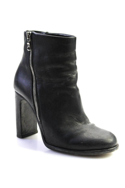 Rag & Bone Womens Side Zip Block Heel Ankle Booties Black Leather Size 36