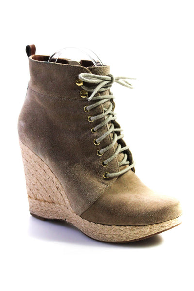 Michael Michael Kors Womens Lace Up Espadrilles Booties Taupe Suede Size 6.5M