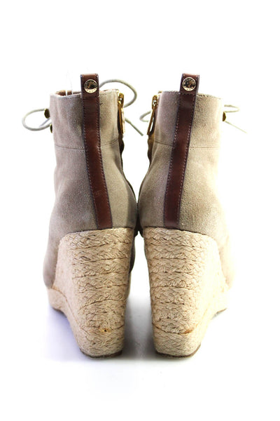 Michael Michael Kors Womens Lace Up Espadrilles Booties Taupe Suede Size 6.5M