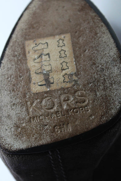 KORS Michael Kors Womens Block Heel Platform Peep Toe Pumps Brown Suede 6.5M