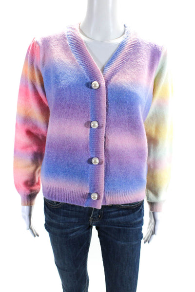 Olivia Rubin Womens Button Down Cardigan Sweater Multi Colored Size Small
