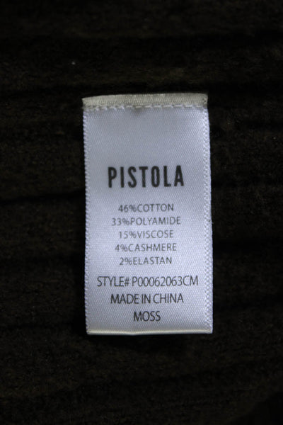 Pistola Womens Long Sleeve Crew Neck Midi Sweater Dress Green Cotton Size Medium