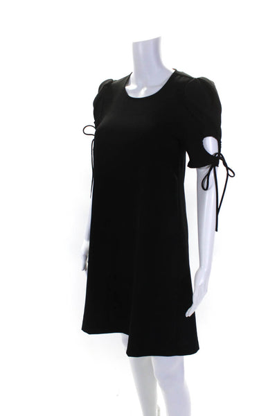 See by Chloe Womens Black Crew Neck Zip Back Short Sleeve A-Line Dress Size 36