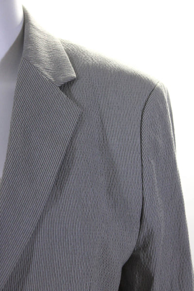 Theory Womens Gray Cotton Striped Two Button Long Sleeve Blazer Size 36R