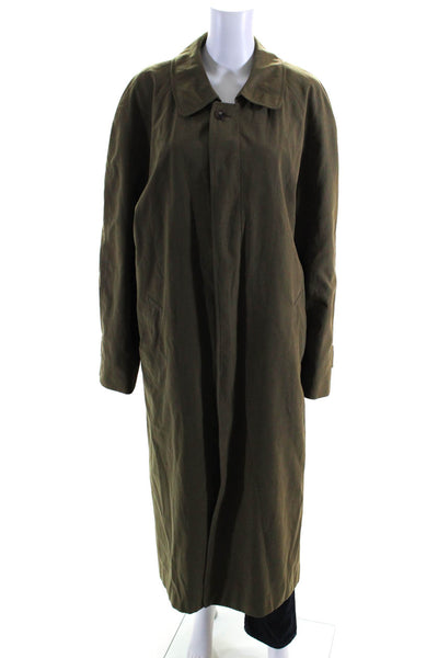 Brooks Brothers Womens Collared Long Sleeve Button Up Longline Coat Olive Size L