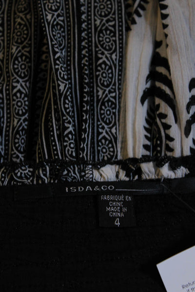 ISDA & Co Womens Black/White Cotton Paisley Print Lined A-Line Skirt Size 4