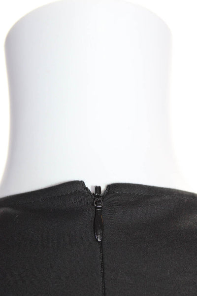 Derek Lam Womens Black Square Neck Zip Back Short Sleeve Shift Dress Size S/M