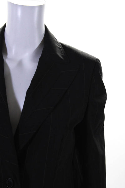 Club Monaco Womens Pinstriped Slim Two Button Slim Fit Blazer Dark Gray Size 4