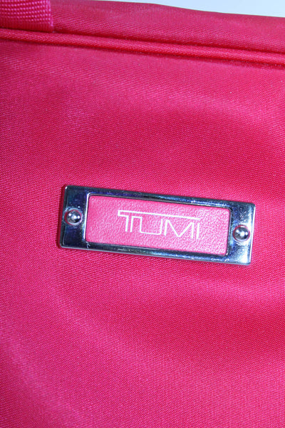 Tumi Womens Zip Around Nylon Logo Carrying Cosmetic Case Berry Pink