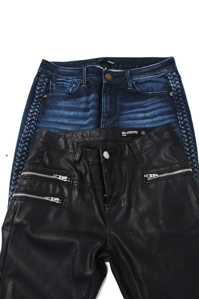 Blank NYC Aqua Womens Faux Leather Braided Denim Skinny Jeans Pants Size 26 Lot2