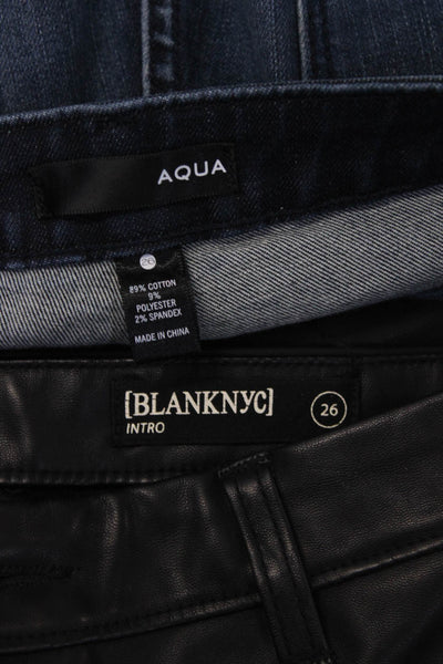 Blank NYC Aqua Womens Faux Leather Braided Denim Skinny Jeans Pants Size 26 Lot2