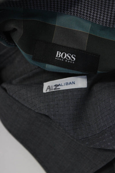 Boss Hugo Boss Caliban Mens Long Sleeve Check Shirt Teal Gray 16.5 Small Lot 2