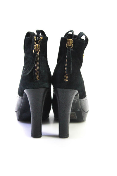 Love Moschino Women Leather Suede Platform High Heel Ankle Boots Black Size 36 6