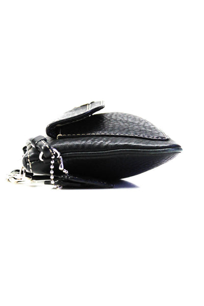 Coach Womens Leather Silver Toned Hardware Zip Up Wristlet Wallet Black
