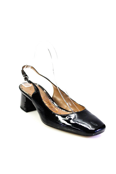 Sam Edelman Womens Patent Leather Square Slingback Heels Black Size 6.5W
