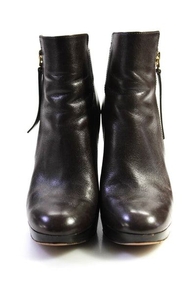 Michael Michael Kors Womens Side Zip Wedge Heel Booties Brown Leather Size 6.5M