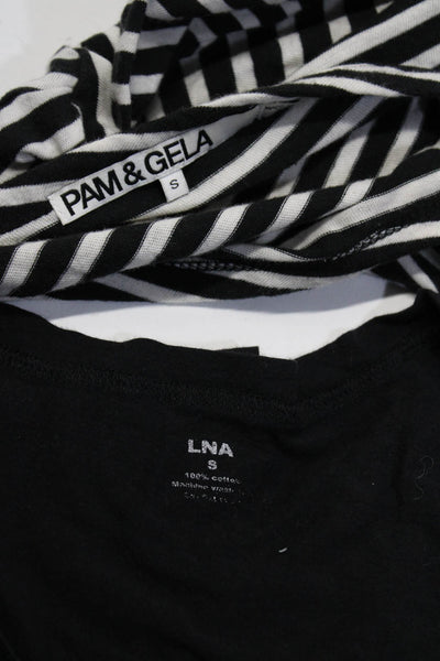 Pam & Gela LNA Womens Short Sleeve Stripe V Neck Tee Shirt Size Small Lot 2