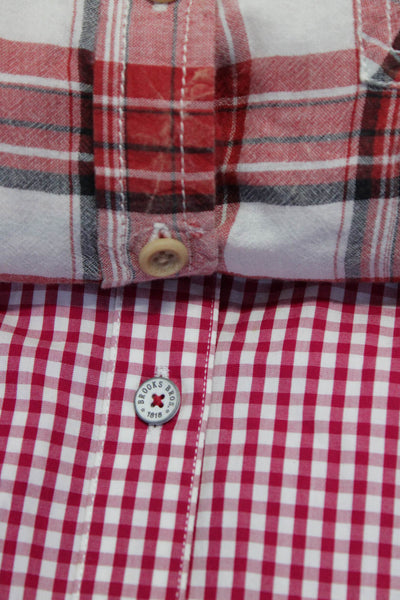 Roots Canada Brooks Brothers Womens Plaid Button Shirts Red White Size S 6 Lot 2