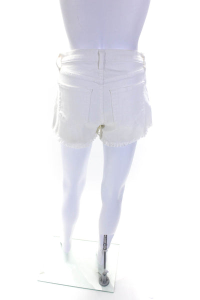 L Agence Womens Mid Rise Fringe Relaxed Denim Zoe Short Shorts White Size 25