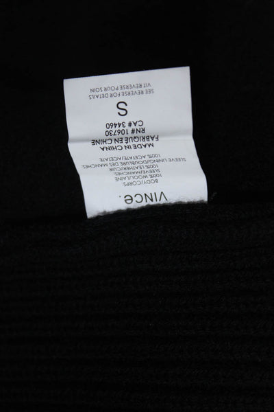 Vince Womens Wool Long Sleeve Crewneck Two Pocket Short Jacket Black Size S