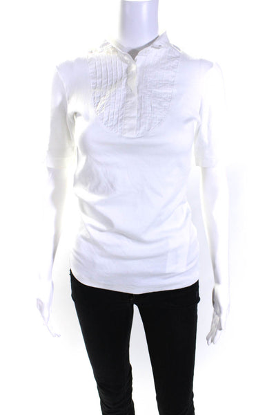 Peter Elliot Womens Short Sleeves Polo Shirt White Cotton Size EUR 40