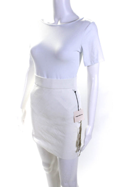 Super Down Womens Ring Cut Out Sides Stretch Mini Skirt White Size Small