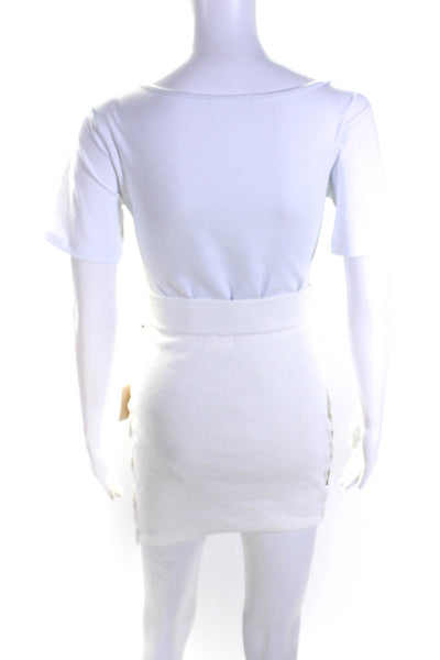 Super Down Womens Ring Cut Out Sides Stretch Mini Skirt White Size Small