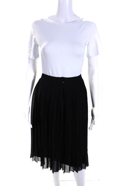 St. John Womens Silk Pleated Knee Length A Line Skirt Black Size 10