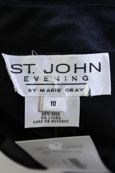St. John Womens Silk Pleated Knee Length A Line Skirt Black Size 10