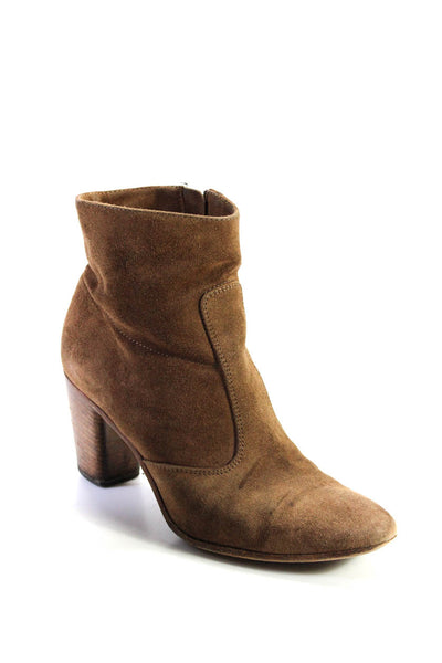 Alberto Fermani Womens Suede Round Toe Zip Up Ankle Boots Brown Size 39 9